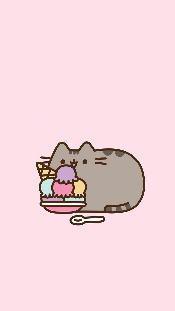 pusheen cat with ice cream