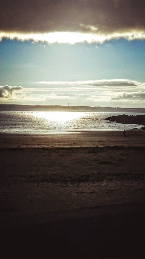sunset descends.
