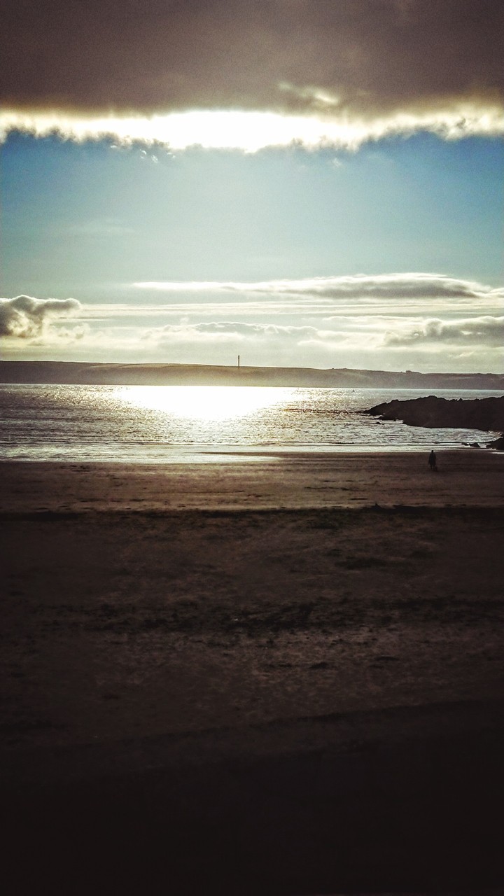 sunset descends.