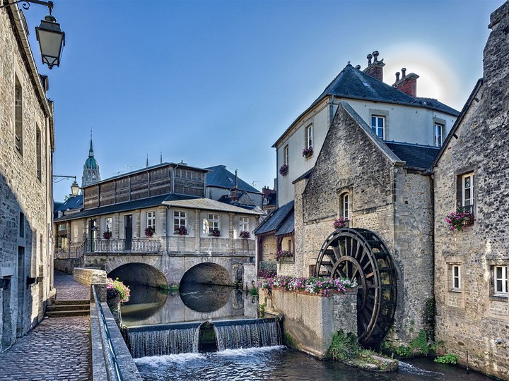 quaint old town with water mill