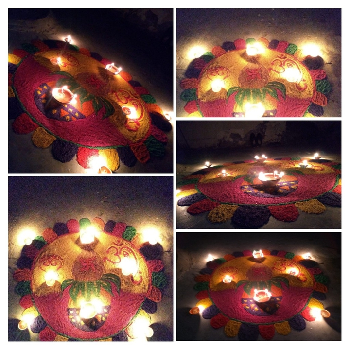 rangoli with diya