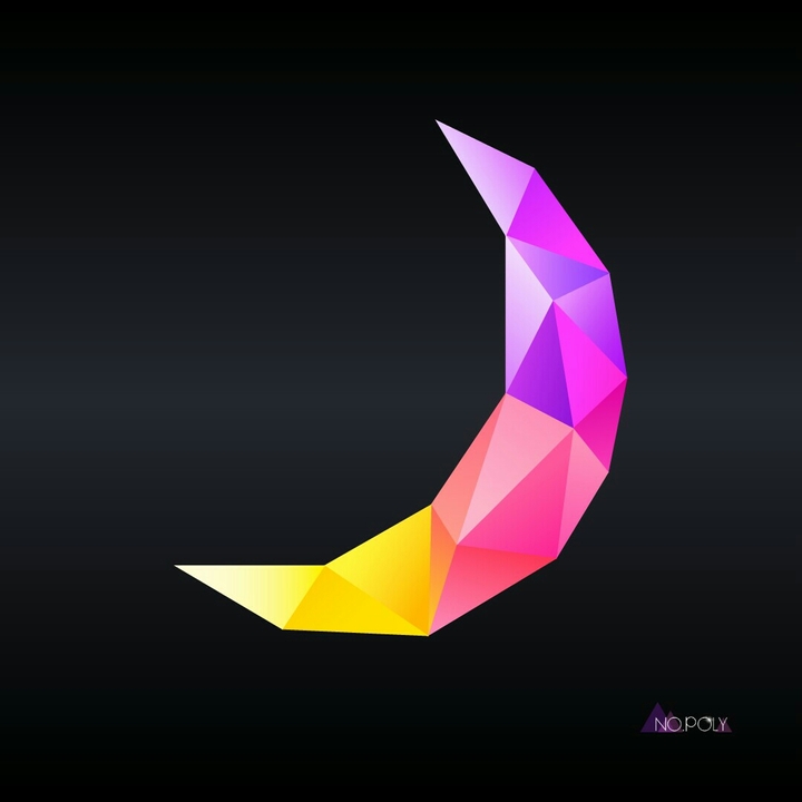 Colorful cresent moon
