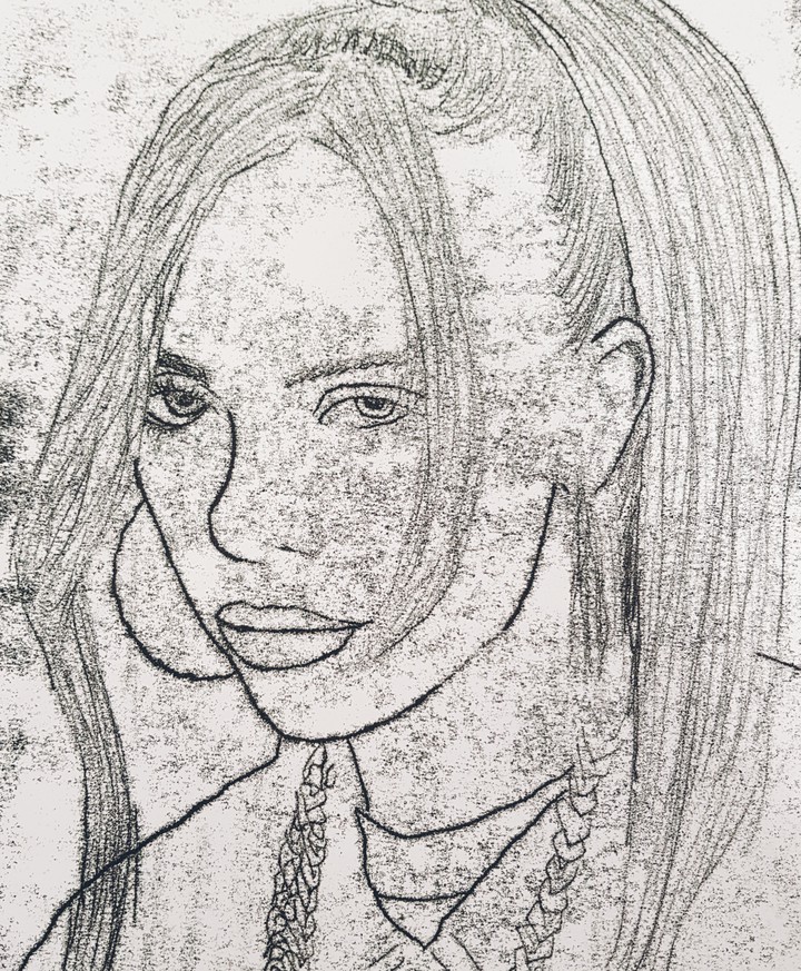 mono print of billie eilish