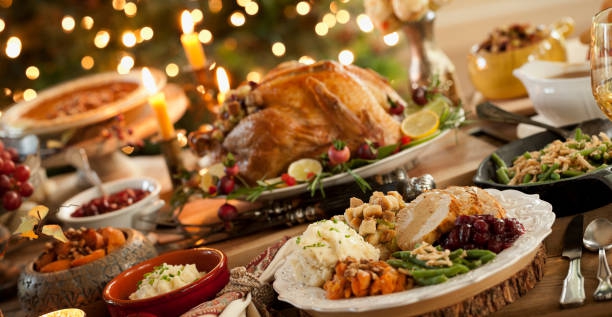Thanksgiving Dinner Table - stock photo