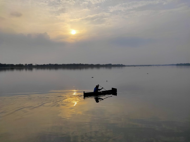 The boatman at evening time.