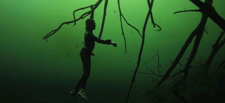 under water