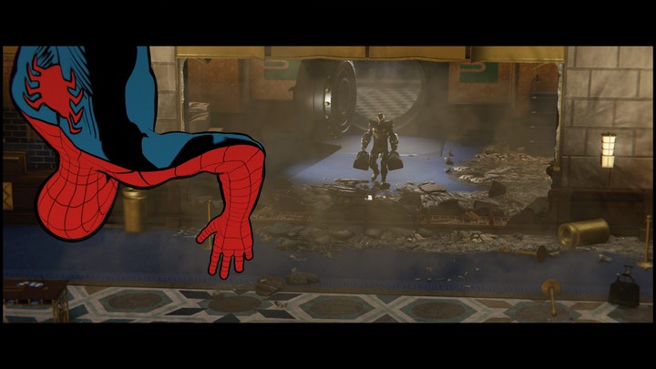 Marvel Spider-Man waving at the shocker