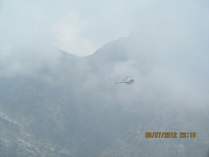 Helicopter in clouds