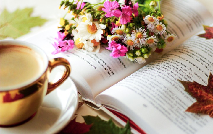 Flowers and book