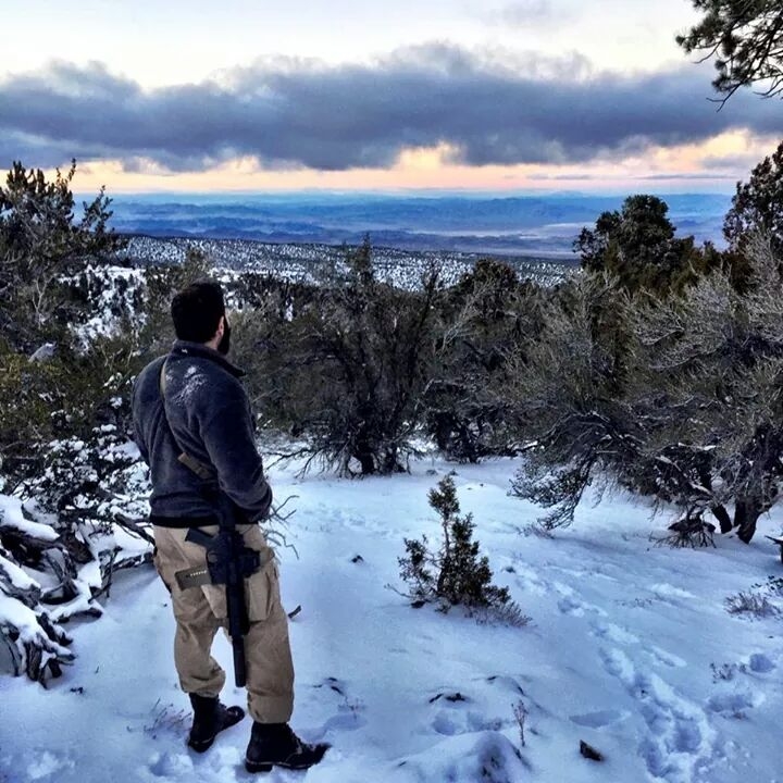 human in mountains