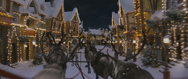 The fron view of Santa's sleigh in the 2007 movie Fred Claus