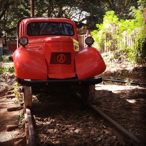 vintage Machine on Tracks