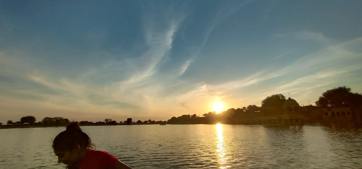 gadisagar lake with sunset is worth the boat ride