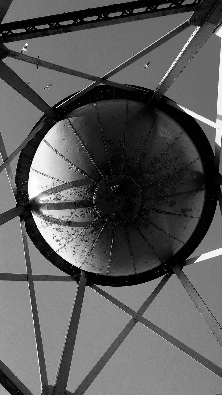 underneath the water tower