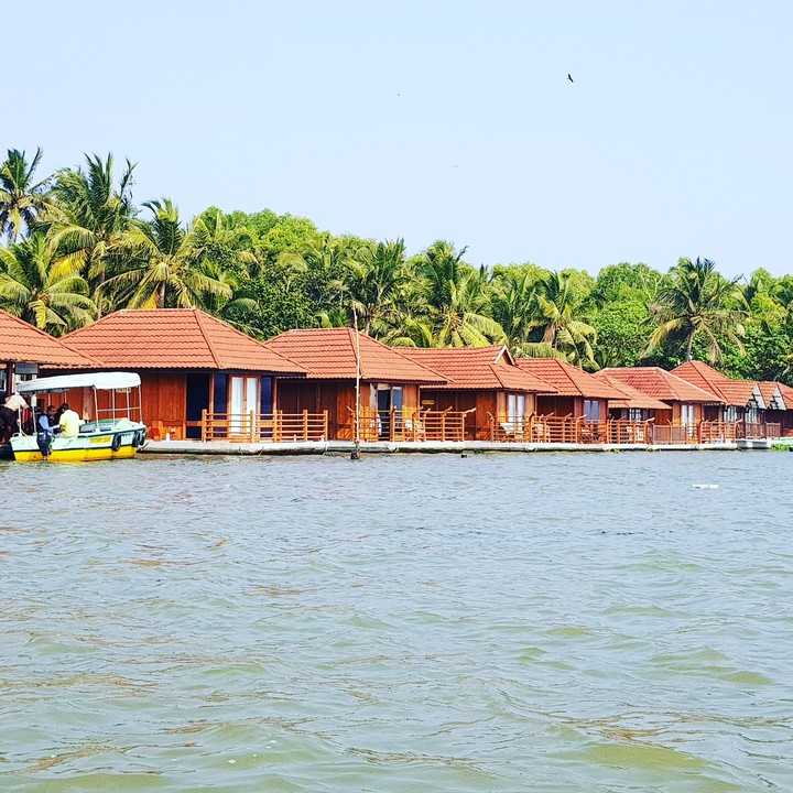 Floating houses on Poovar Golden Beach, Kerala, India