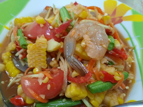 ตำข้าวโพดกุ้งสด