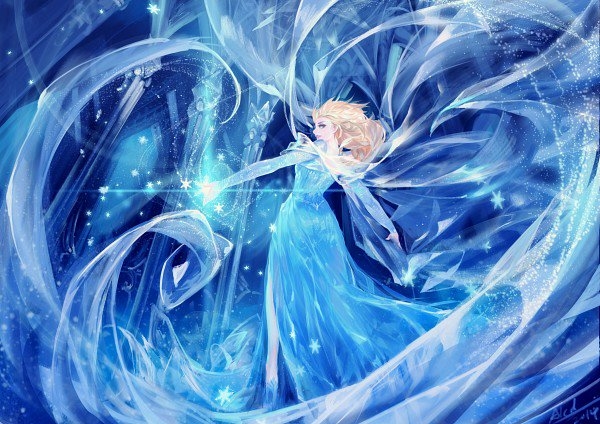 Elsa making a flurry in her palace
