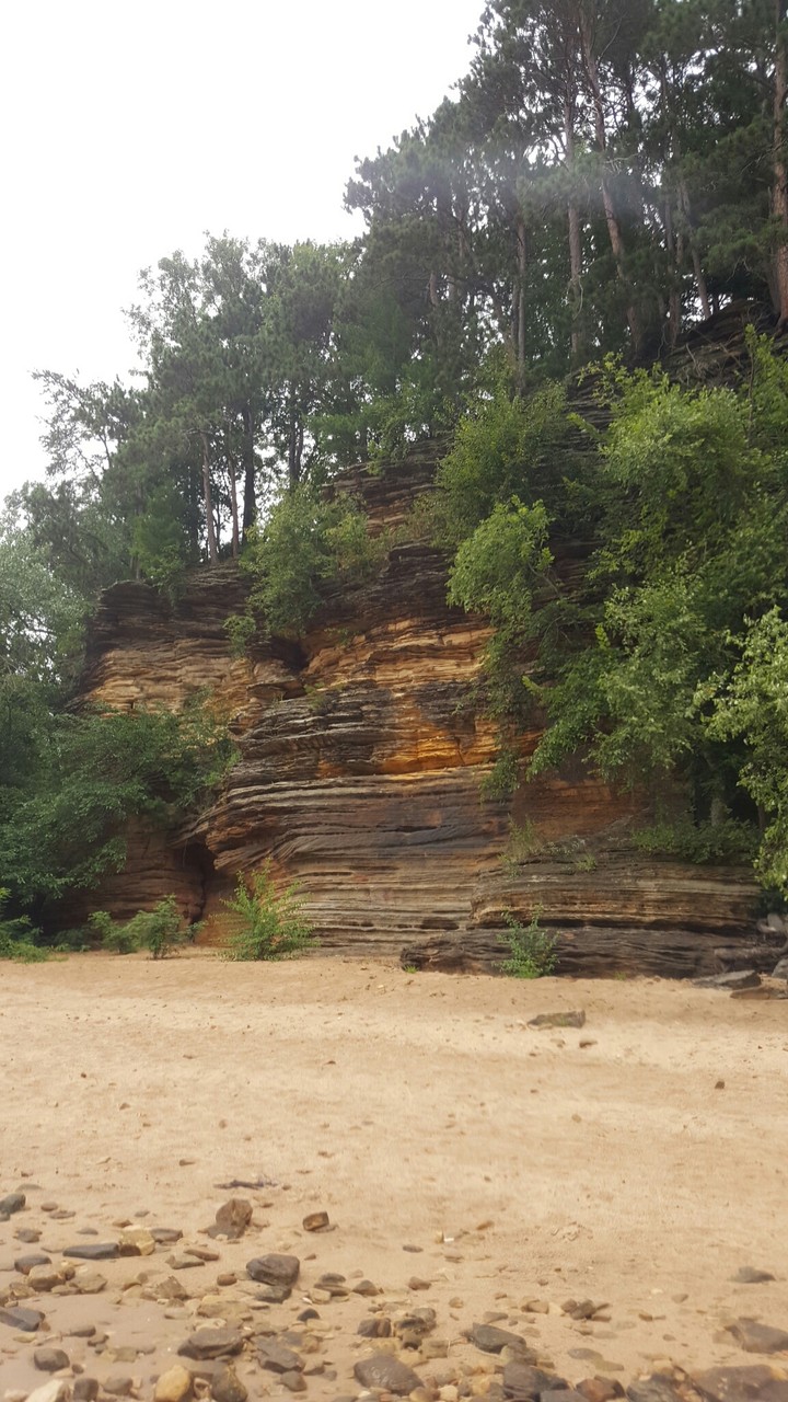 sandstone cliff and beach
