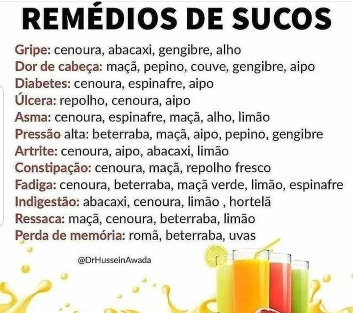 sucos para doenças