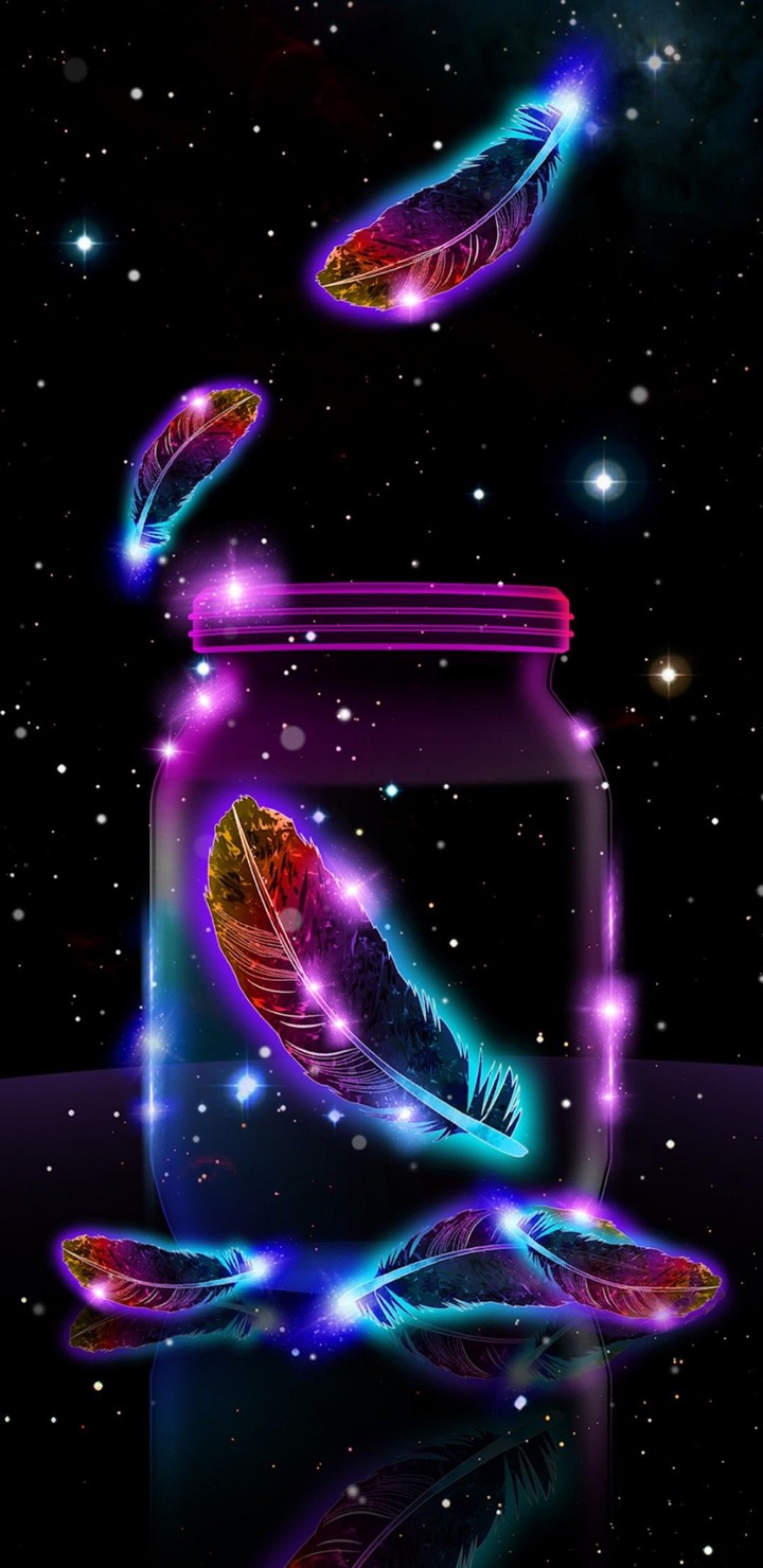 3D Feathers In A Jar
