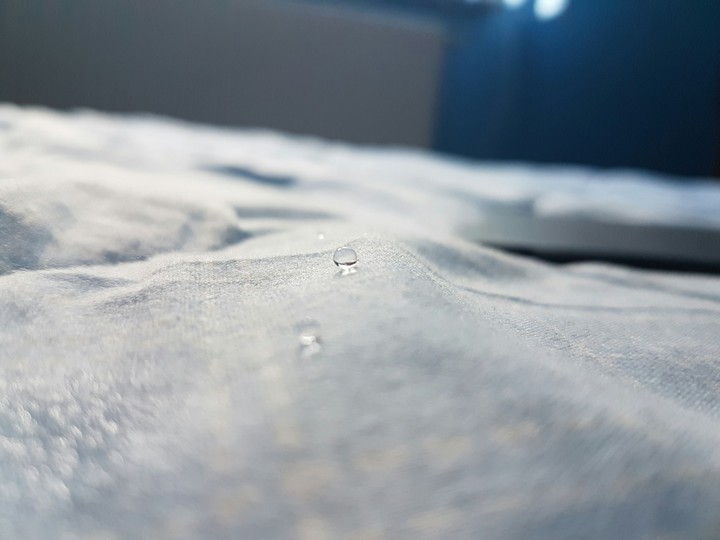 Perfect water drop on blanket