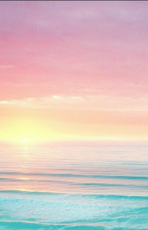 pink sky, mint sea