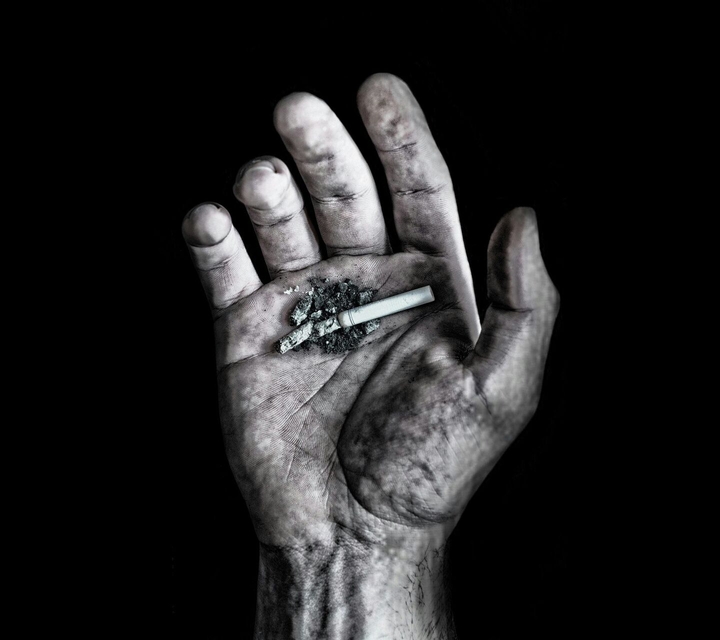 death black white smoke hand