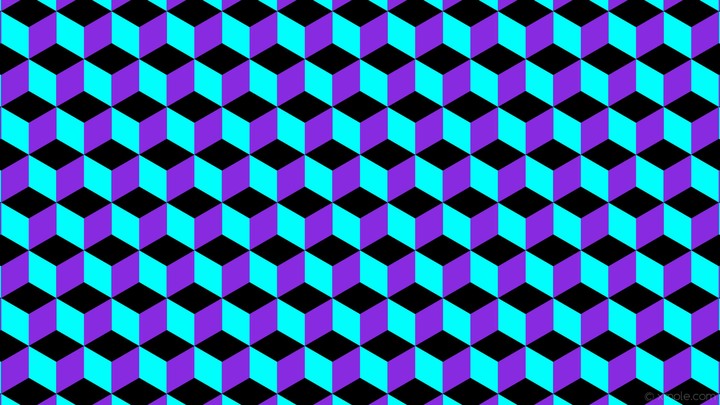 Colorful 3d cube black Cyan Purple