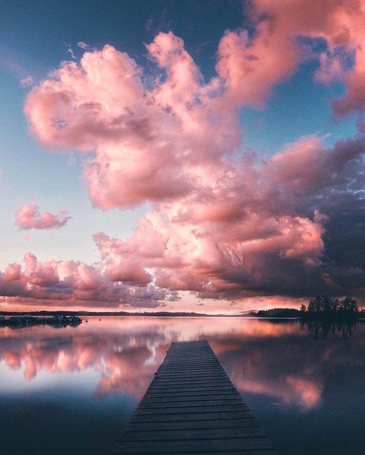 bridge, clouds, water, sunset, dawn