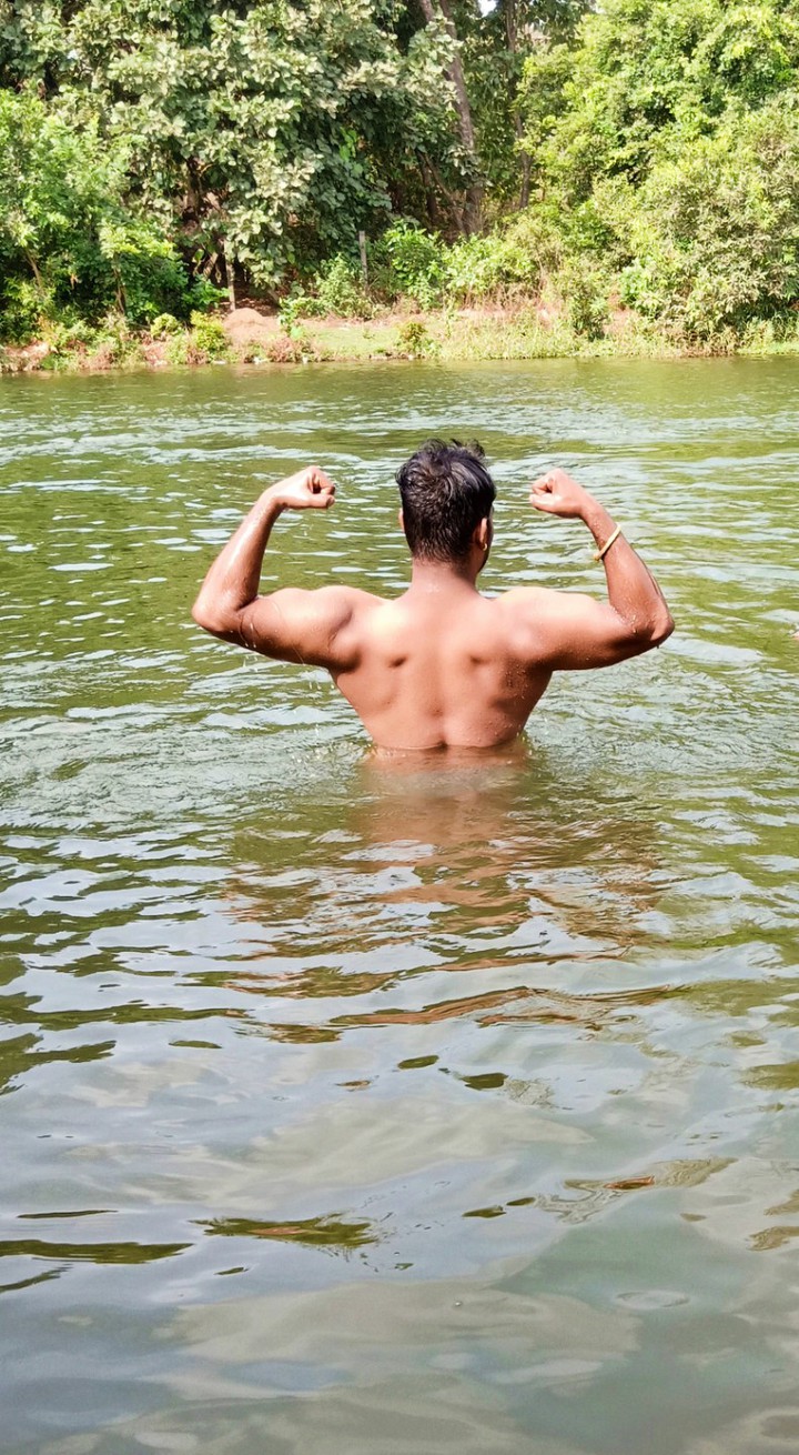 swimming in a river