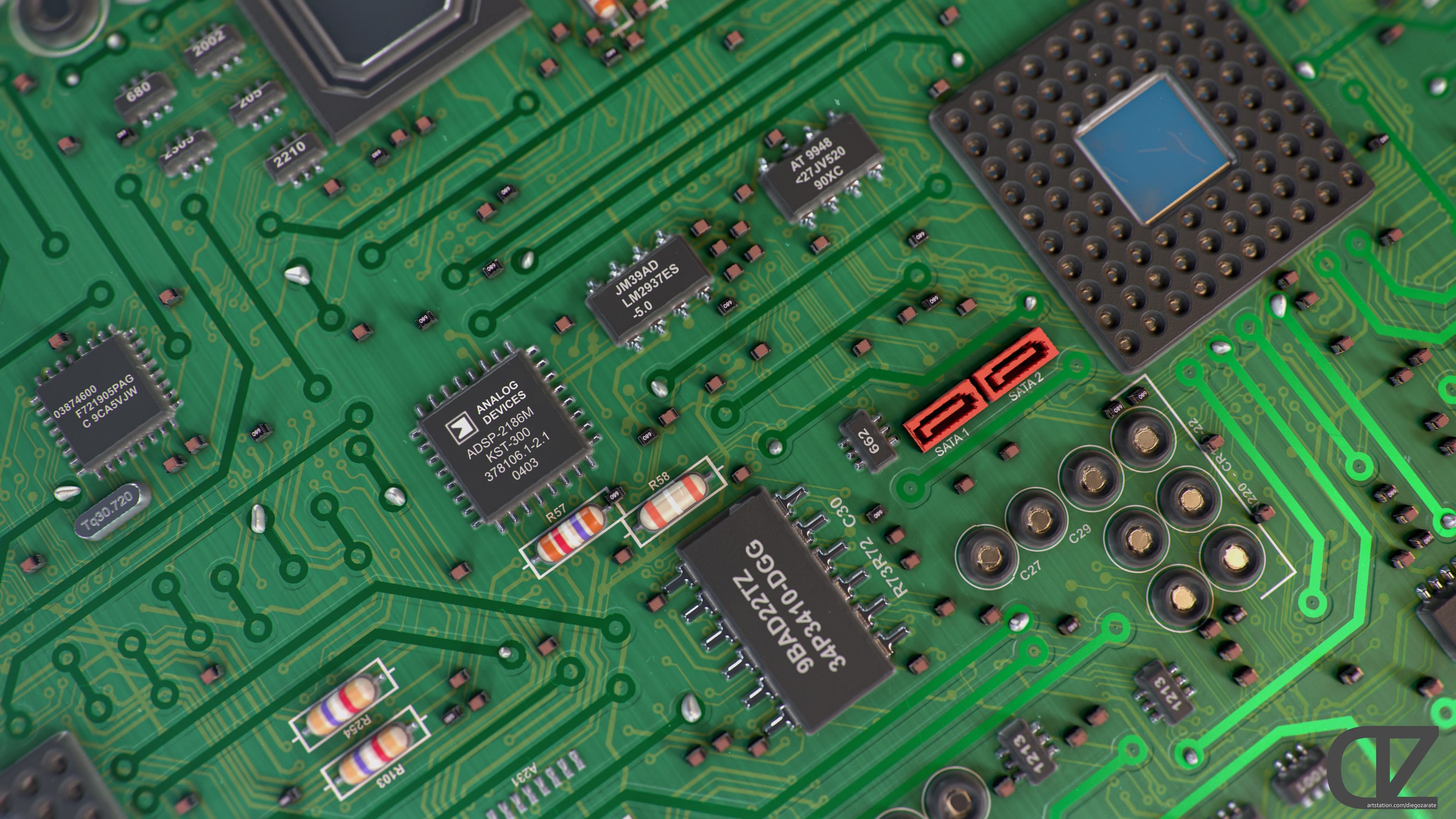 خلفيات Electronics, blue
