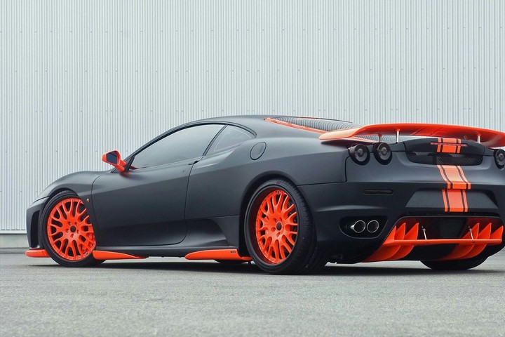 orange car grey