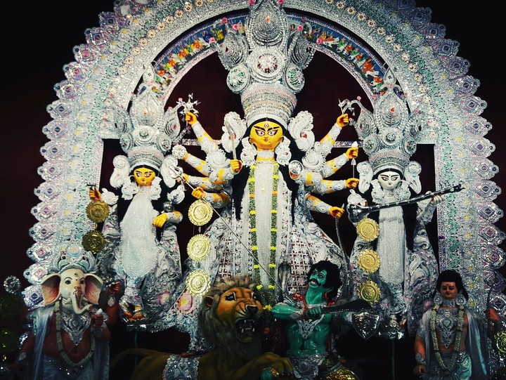 ma Durga with her daughters and sons