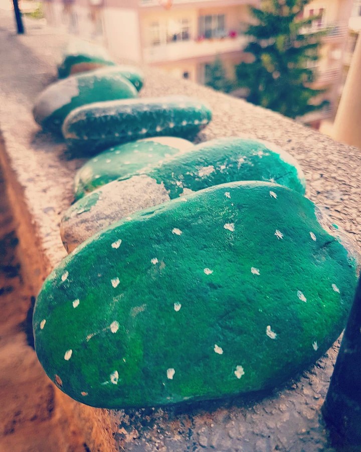 green painted rocks