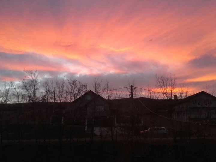 Twilight over houses