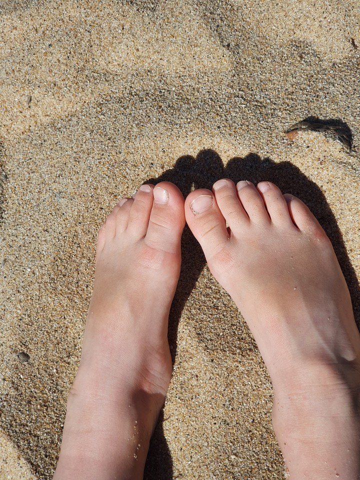 children kid feet sand