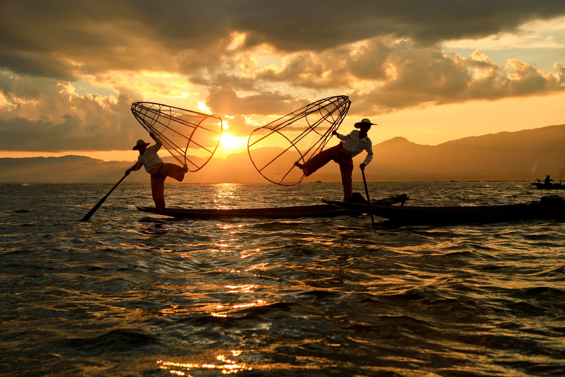 Fishing at the sunset