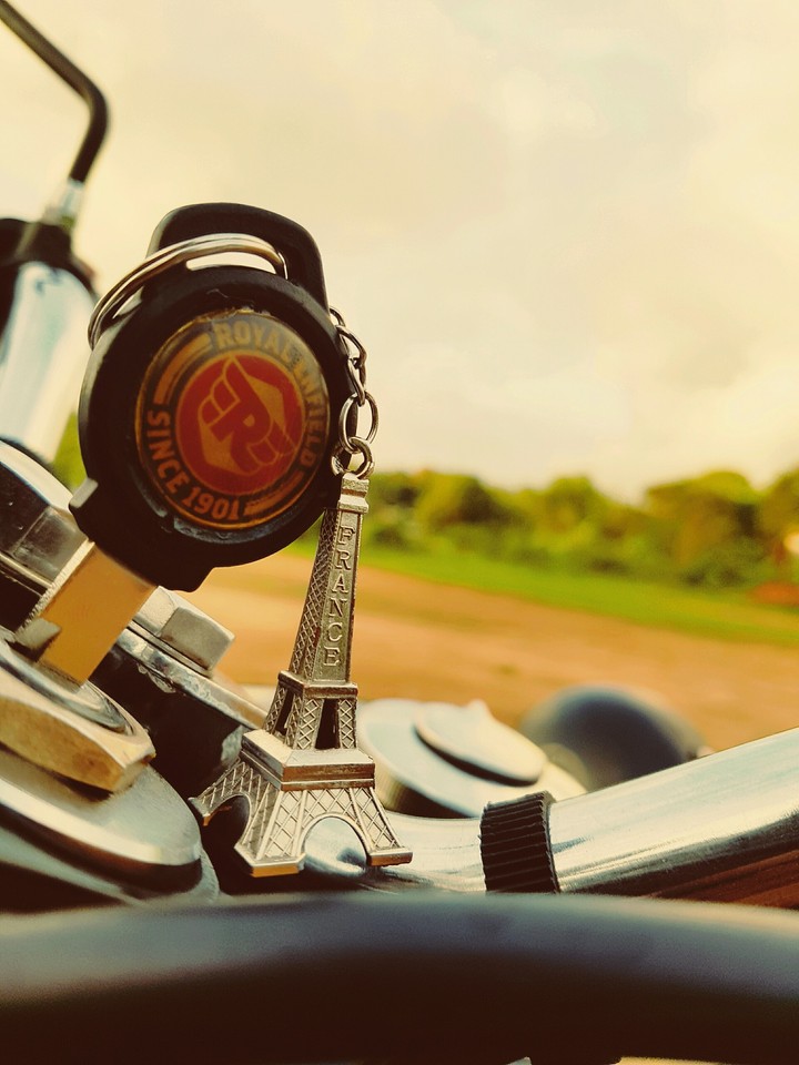 royal enfield with Paris keychain