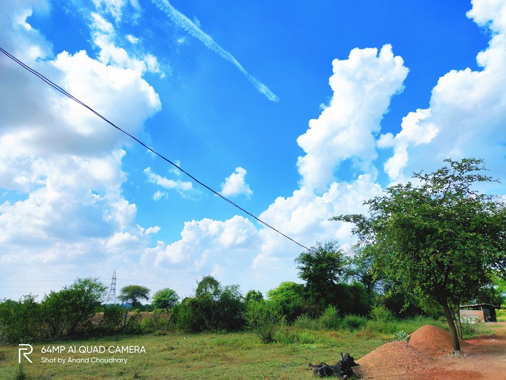 cloud, weather, sunlight, scene, trees, village,