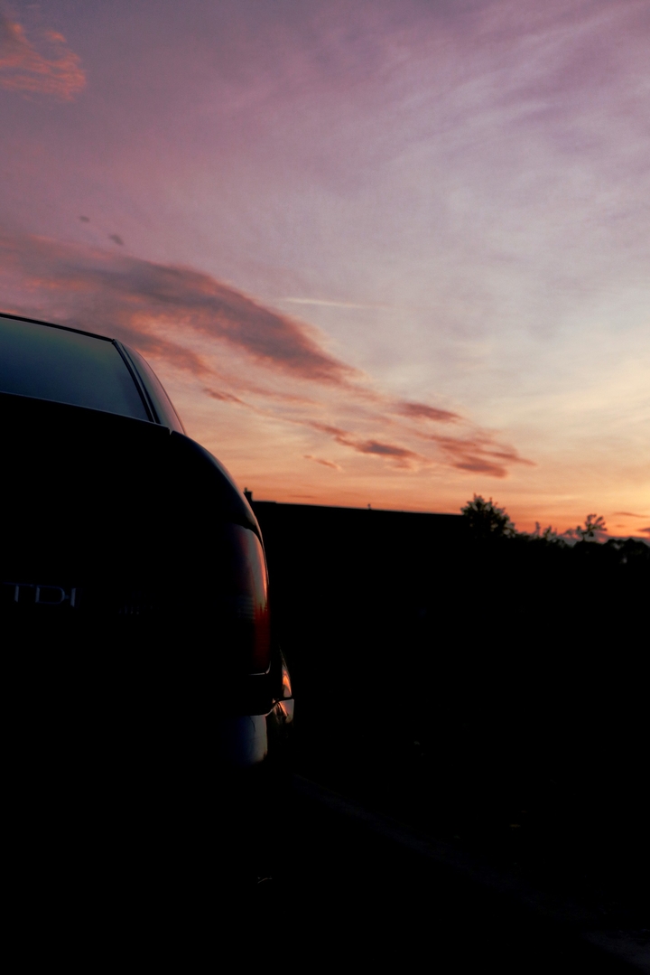Car and the sunset