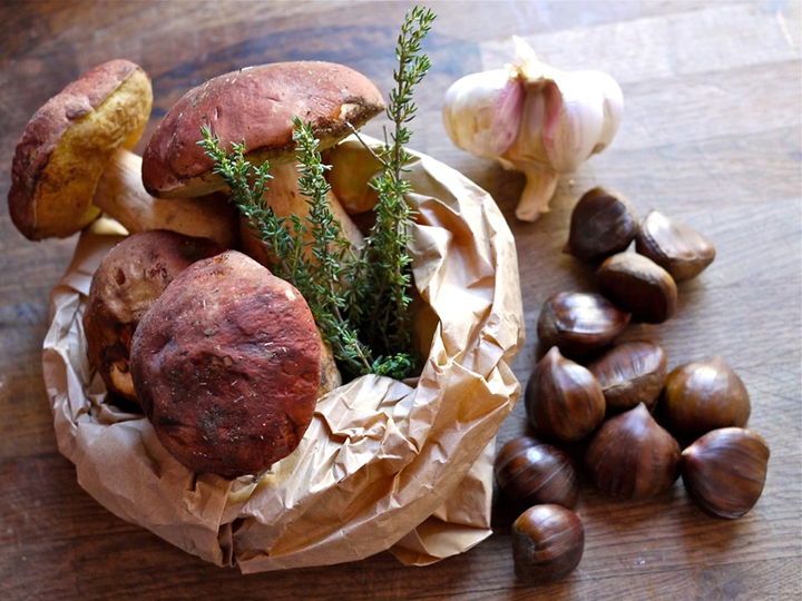 PORCINI MUSHROOMS AND CHESTNUTS