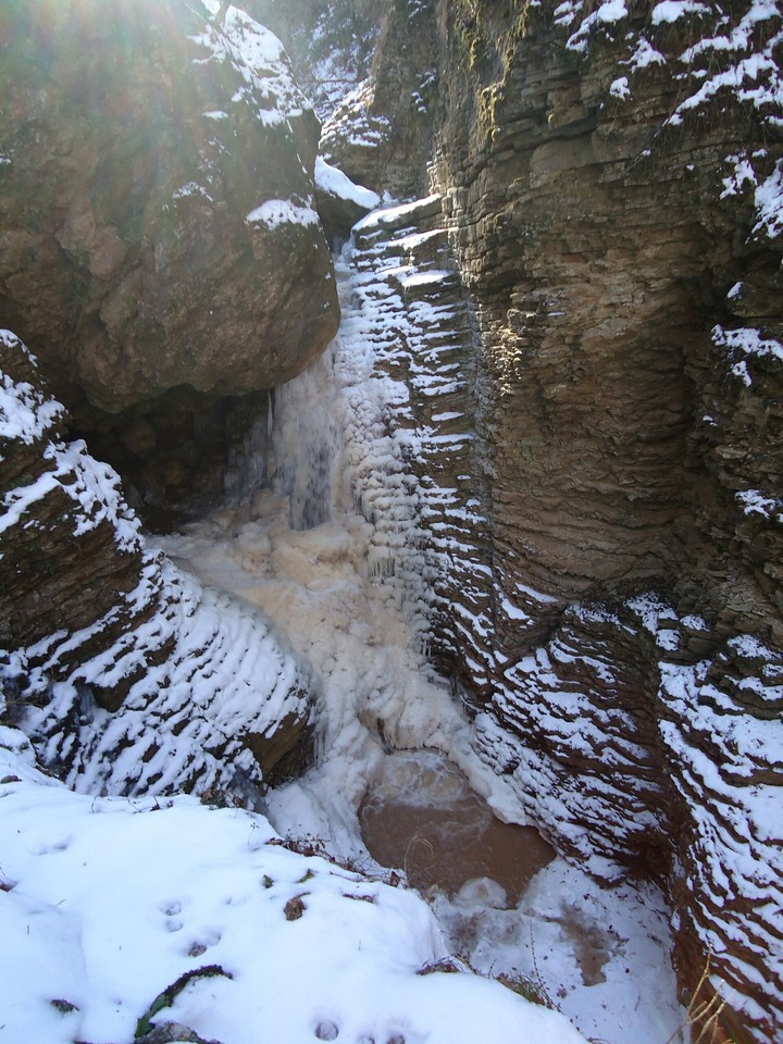 waterfall in Adygeya, spring in the mountains