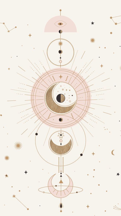geometric wallpaper and moon (figuras geométricas e Lua)