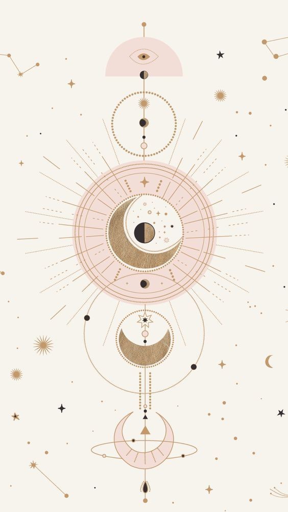 geometric wallpaper and moon (figuras geométricas e Lua)