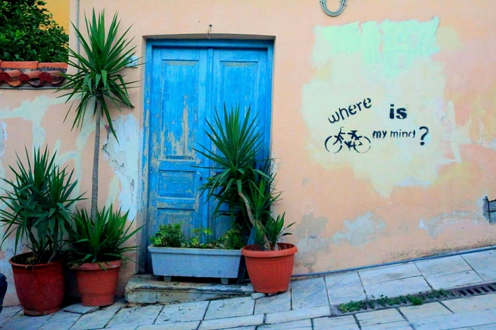 blue door