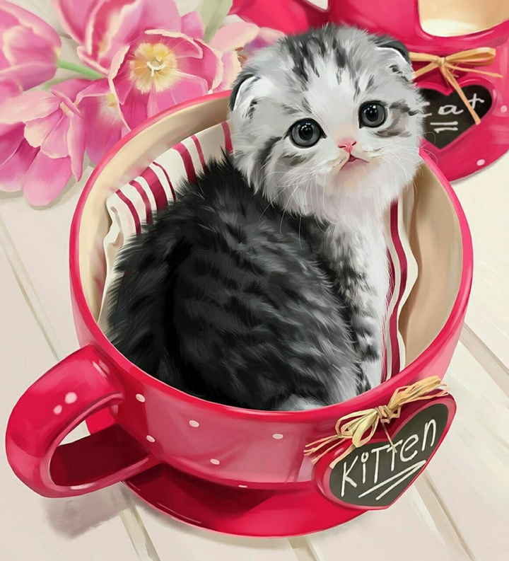 cute kitty in the mug