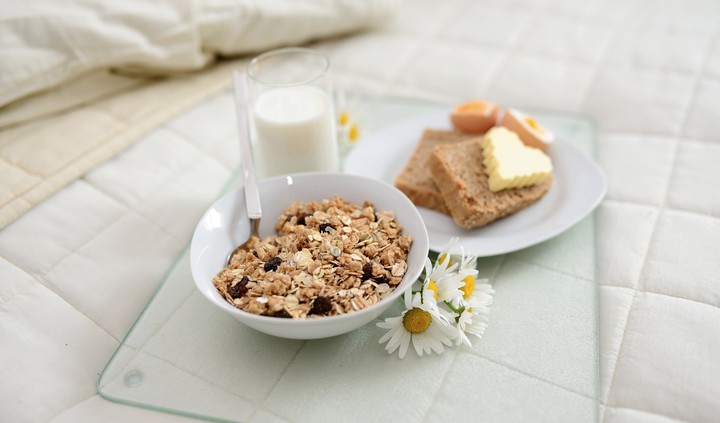 Milk Bread Muesli Breakfast