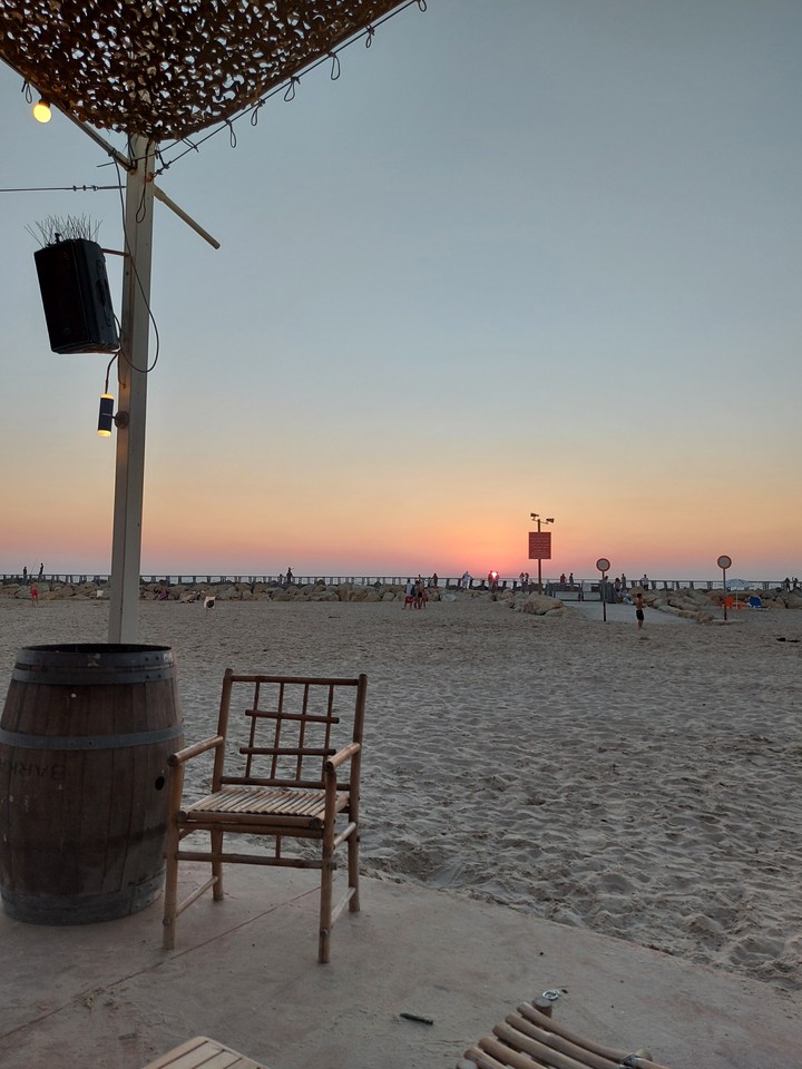 blue beach bar sunset TLV