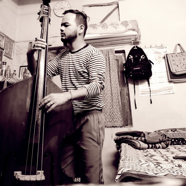 double bass and me enjoy the music