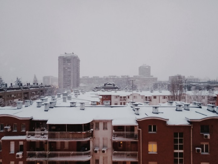 Belgrade in morning under the snow